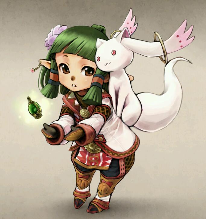 kyubey and katou emiri (final fantasy and 2 more)