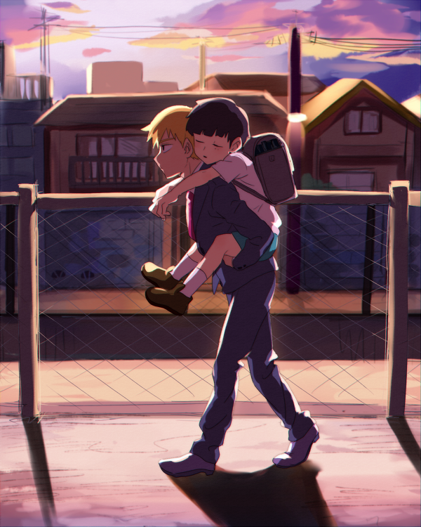 kageyama shigeo and reigen arataka (mob psycho 100) drawn by anko_(nanzo)