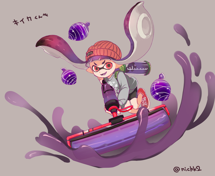 inkling player character and inkling girl (splatoon and 1 more) drawn by nichaku