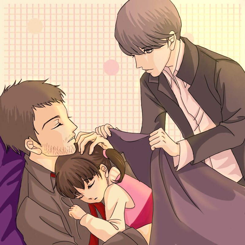 narukami yu, doujima nanako, and doujima ryoutarou (persona and 1 more) drawn by aoba_(precious)