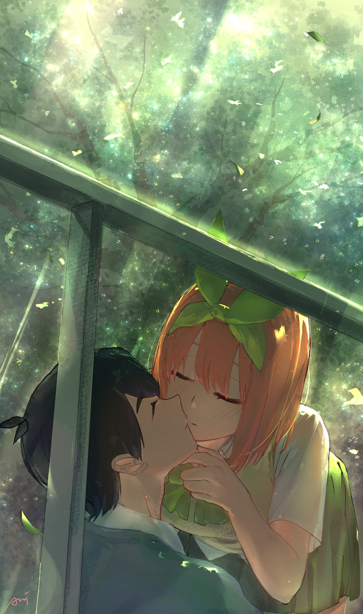 nakano yotsuba and uesugi fuutarou (go-toubun no hanayome) drawn by ani_lu
