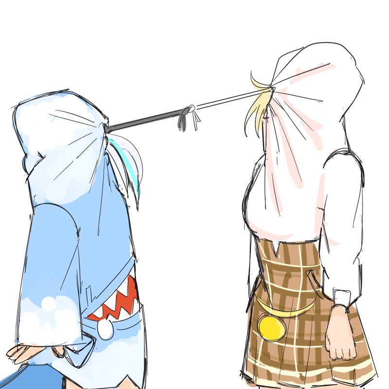 gawr gura and watson amelia (hololive and 1 more) drawn by bbbbungle