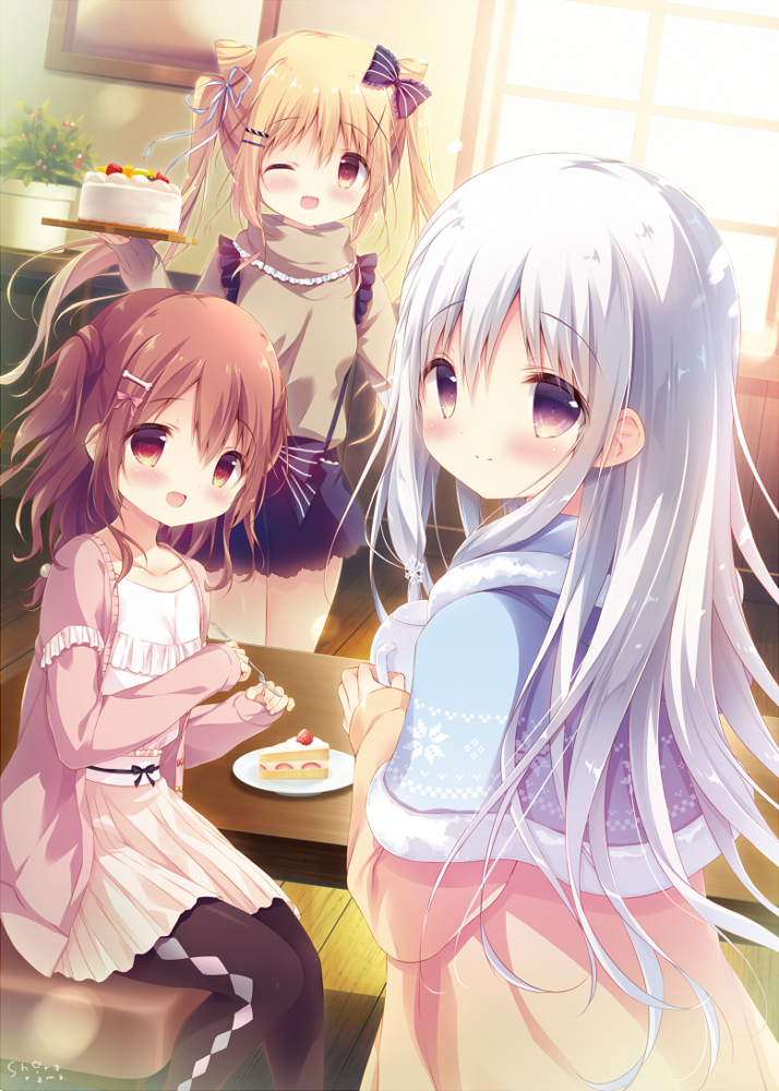 chocolat neige, miyohashi koori, and furukura meru (sugatem! -sugarfull tempering-) drawn by shiratama_(shiratamaco)