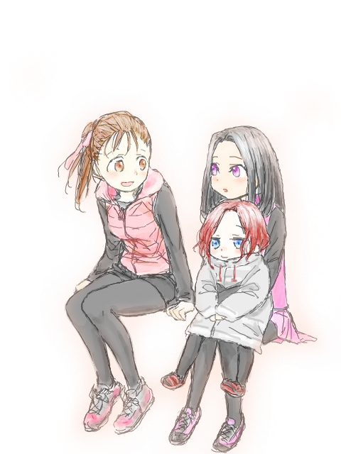 mila babicheva, nishigoori yuuko, and sara crispino (yuri!!! on ice) drawn by moto_(sub3232)