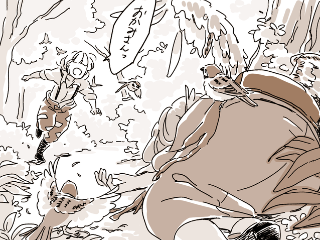 fujiwara no mokou, mystia lorelei, and okamisty (touhou and 1 more) drawn by mitsumoto_jouji