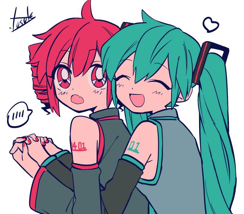 hatsune miku and kasane teto (vocaloid and 1 more) drawn by yuusuke-kun
