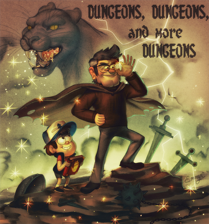 dipper pines and ford pines (gravity falls) drawn by emmy_cicierega