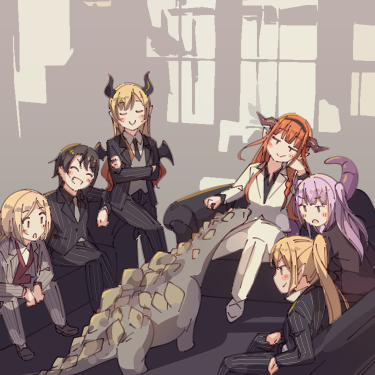 oozora subaru, uruha rushia, shiranui flare, kiryu coco, yuzuki choco, and 1 more (hololive and 1 more) drawn by ayasaka
