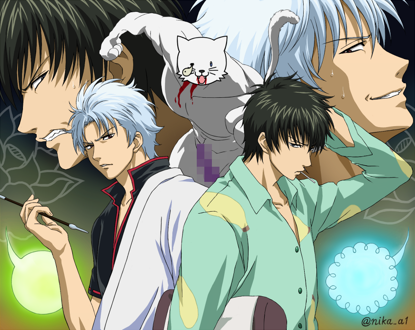 sakata gintoki and hijikata toushirou (gintama) drawn by nika_a1