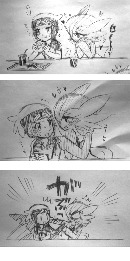 gardevoir, brendan, and sharpedo (pokemon and 1 more) drawn by bano_akira