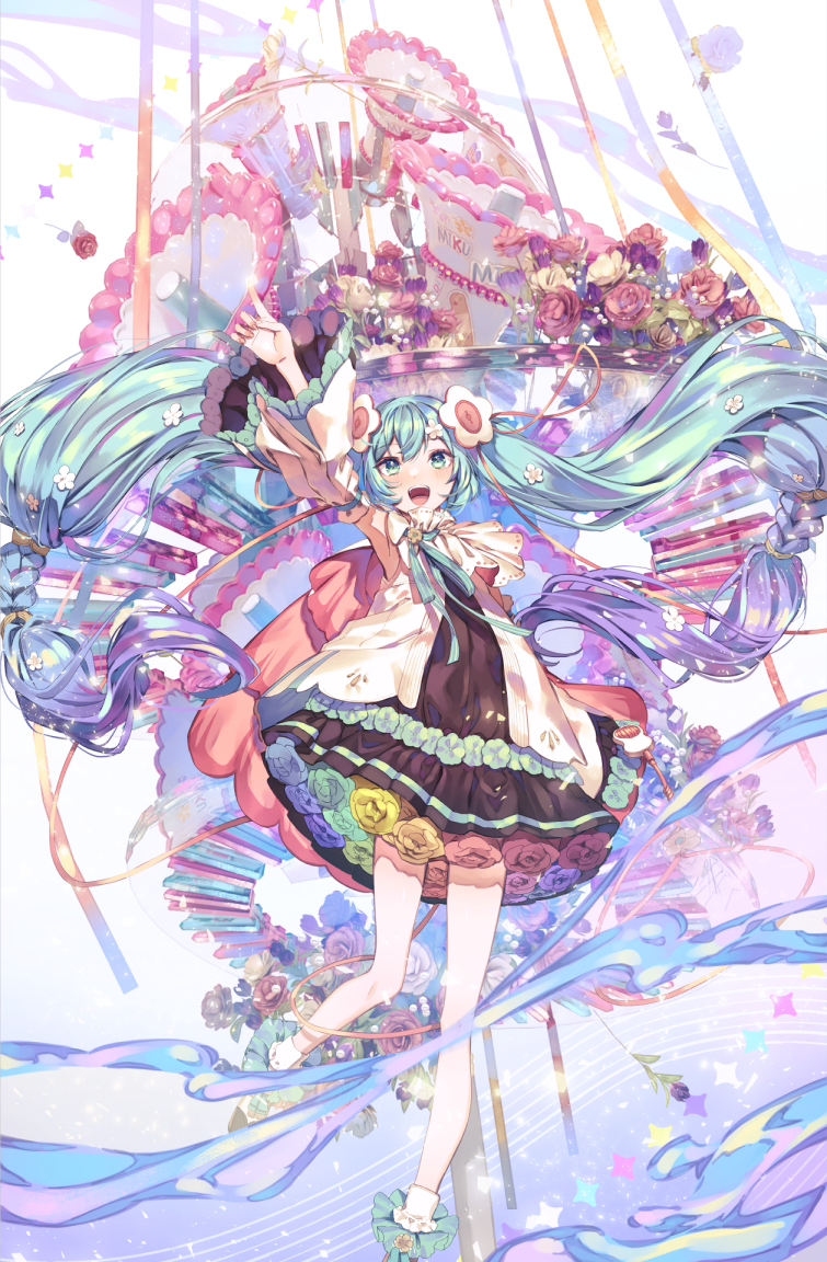 hatsune miku and magical mirai miku (vocaloid and 1 more) drawn by fujimi_nanna