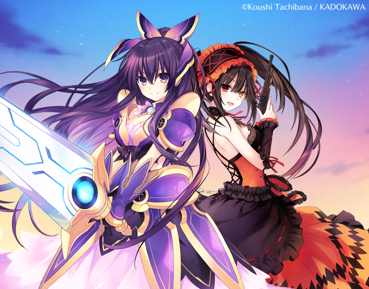 tokisaki kurumi and yatogami tohka (date a live) drawn by tsunako