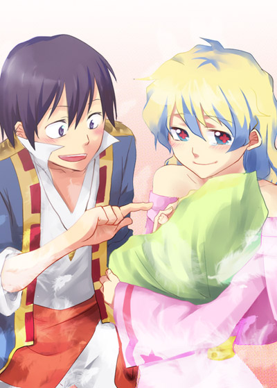 nia teppelin and simon (tengen toppa gurren lagann) drawn by mochizuki_mina