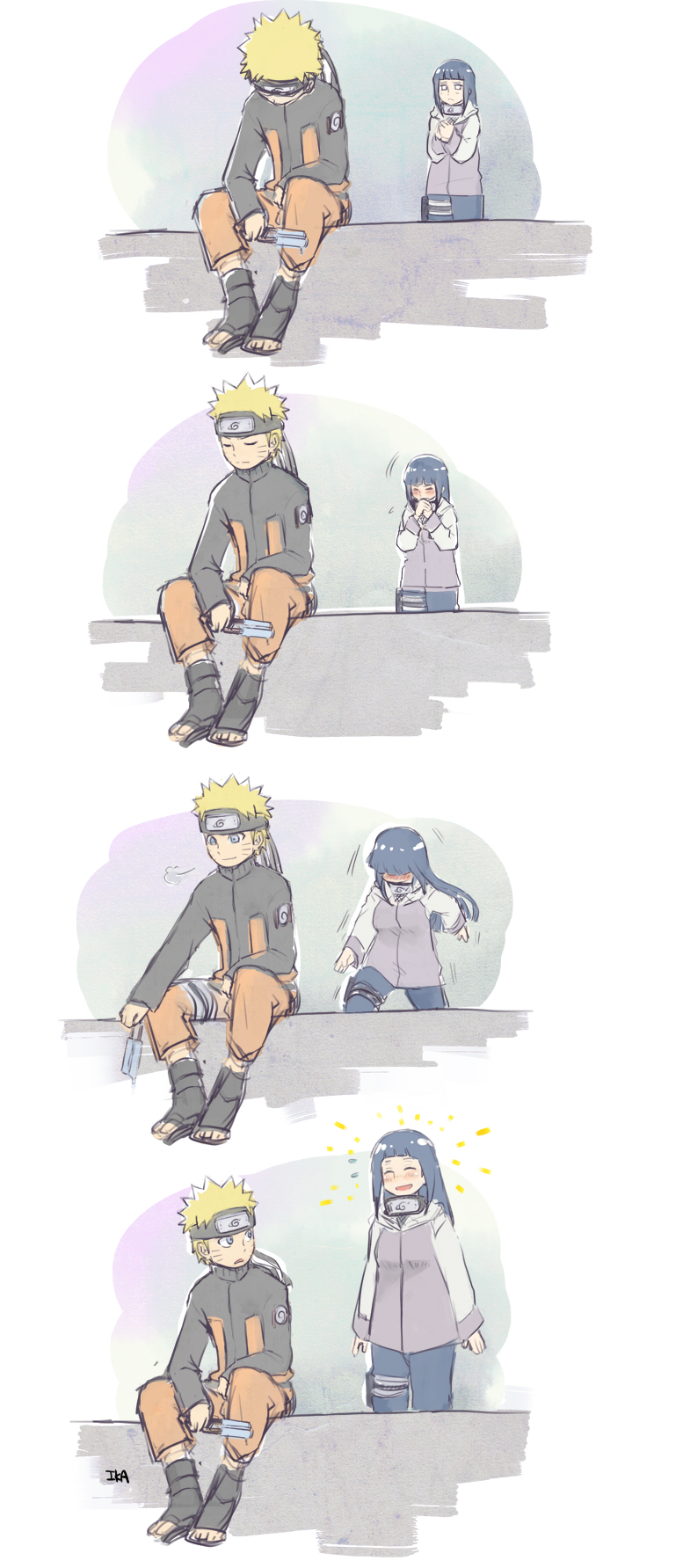 uzumaki naruto and hyuuga hinata (naruto and 1 more) drawn by ika_nrhn