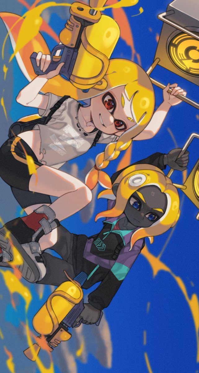 inkling player character, inkling girl, octoling player character, octoling boy, and veronika (splatoon and 1 more) drawn by prat_rat