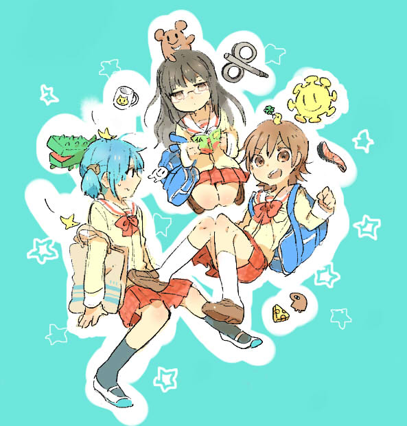 naganohara mio, aioi yuuko, and minakami mai (nichijou) drawn by oimo_(14sainobba)