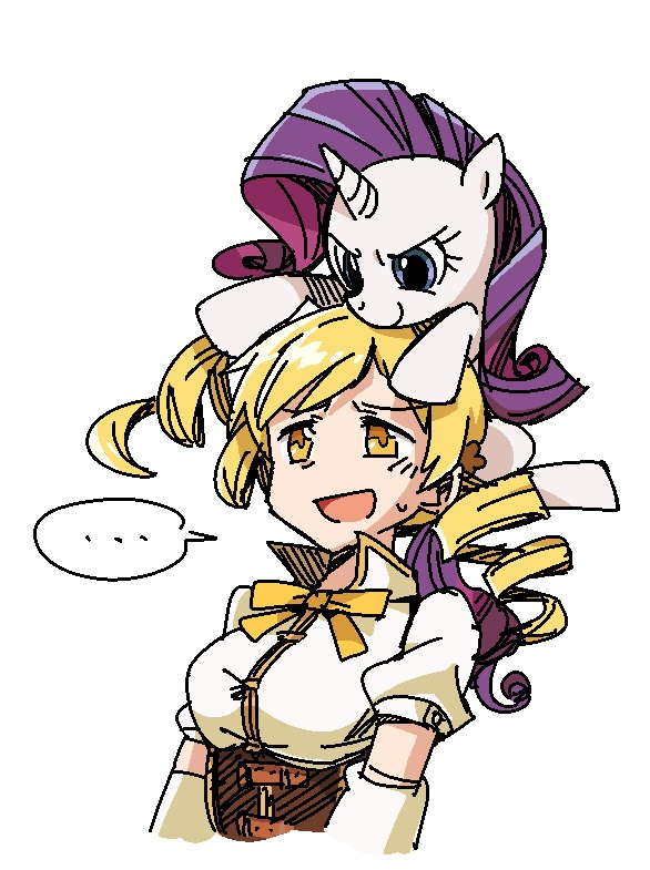 tomoe mami and rarity (mahou shoujo madoka magica and 2 more) drawn by hobbang