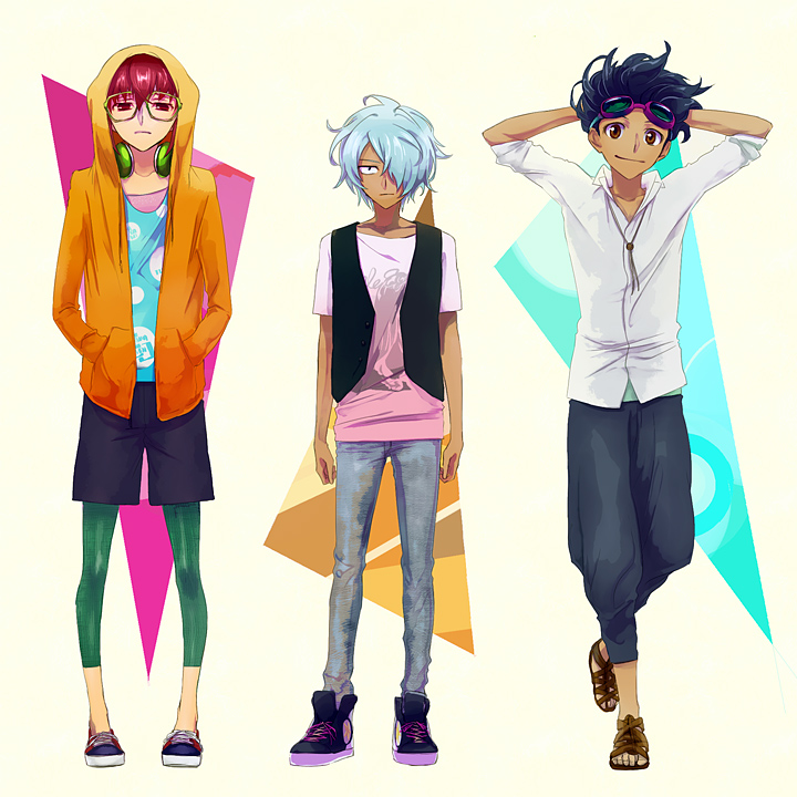 kurama norihito, hayami tsurumasa, and hamano kaiji (inazuma eleven and 1 more) drawn by joka_(night_gate)