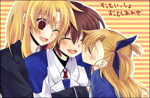 fate testarossa, takamachi nanoha, and vivio (lyrical nanoha and 1 more) drawn by bocha_(gotipoke)
