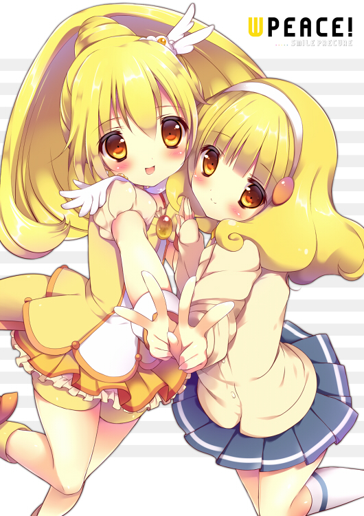 kise yayoi and cure peace (precure and 1 more) drawn by shiratama_(shiratamaco)