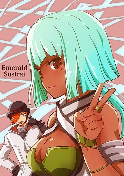 emerald sustrai and roman torchwick (rwby) drawn by moai_(moai_world)