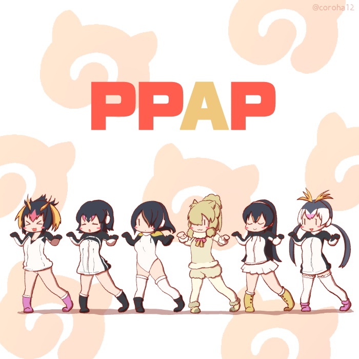 emperor penguin, alpaca suri, humboldt penguin, royal penguin, rockhopper penguin, and 1 more (kemono friends and 1 more) drawn by coroha
