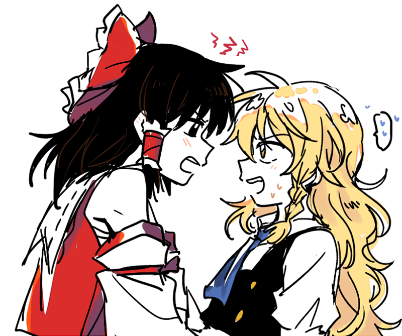 hakurei reimu and kirisame marisa (touhou) drawn by re_ghotion