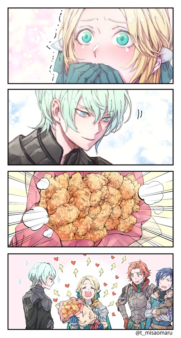 ingrid brandl galatea, sylvain jose gautier, felix hugo fraldarius, and male byleth (fire emblem and 1 more) drawn by t_misaomaru