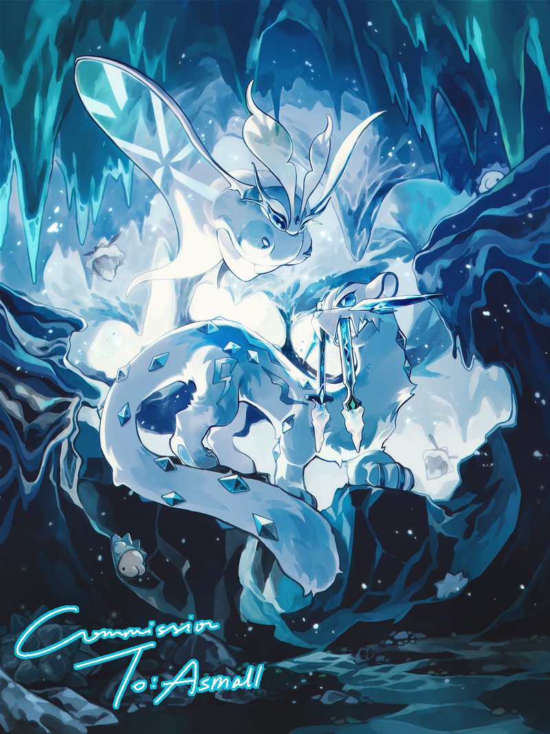 snom, frosmoth, chien-pao, and carbink (pokemon) drawn by amehatobook