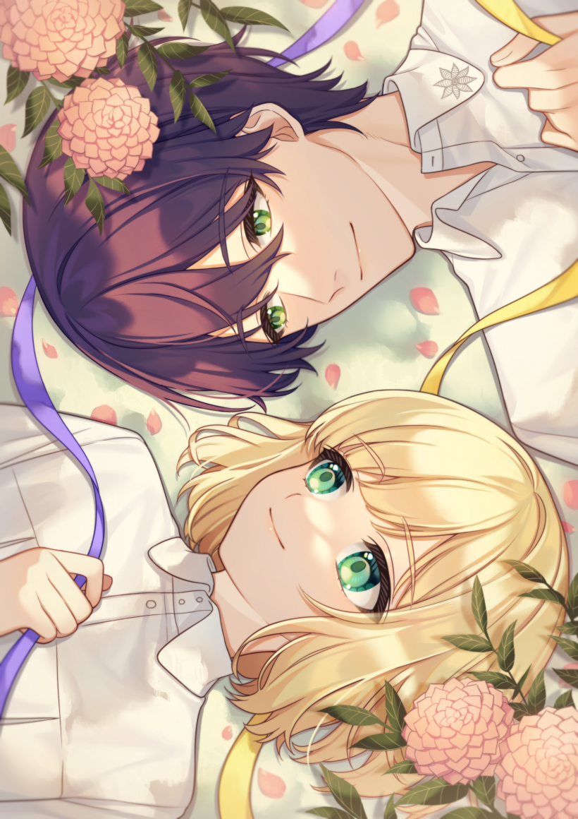 kenmochi touya and suzuya aki (nijisanji) drawn by karokuchitose