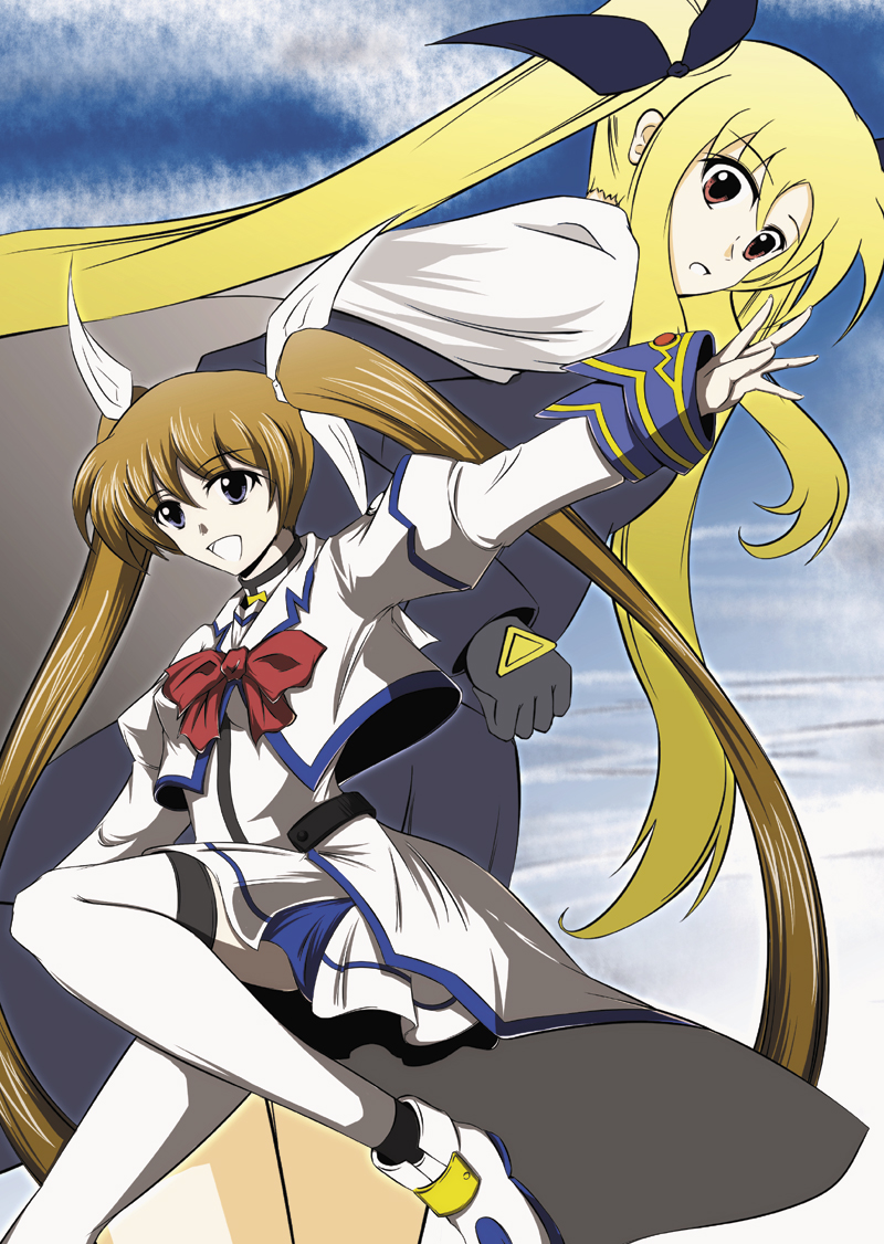 fate testarossa and takamachi nanoha (lyrical nanoha and 1 more) drawn by tsukimiya_kyousuke