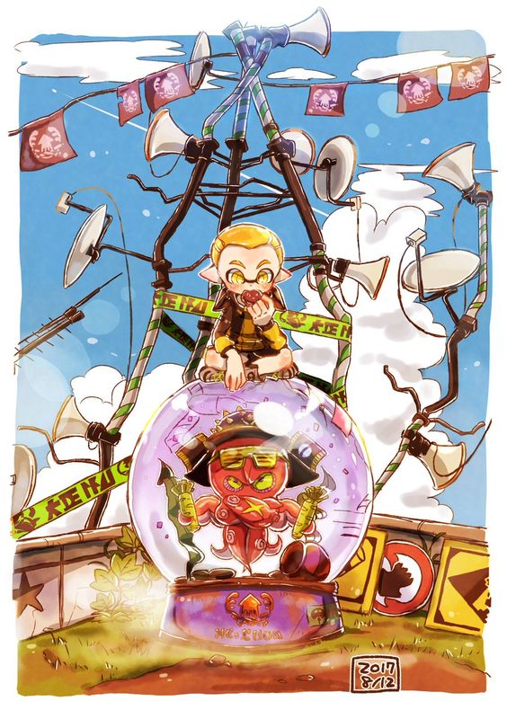 inkling player character, inkling boy, and dj octavio (splatoon and 1 more) drawn by harutarou_(orion_3boshi)