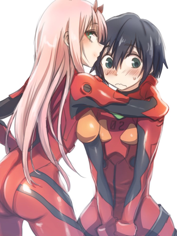 souryuu asuka langley, zero two, and hiro (neon genesis evangelion and 3 more) drawn by herozu_(xxhrd)