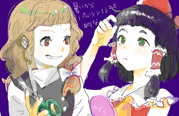 hakurei reimu and kirisame marisa (touhou) drawn by taira