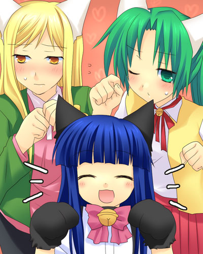 furude rika, sonozaki mion, and takano miyo (higurashi no naku koro ni) drawn by fuyuichi
