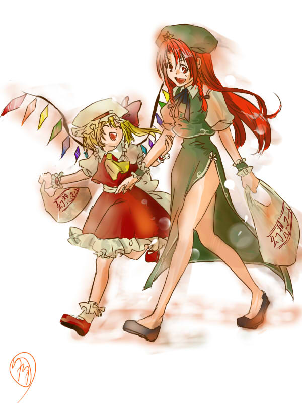 flandre scarlet and hong meiling (touhou) drawn by mimiyako_usagi