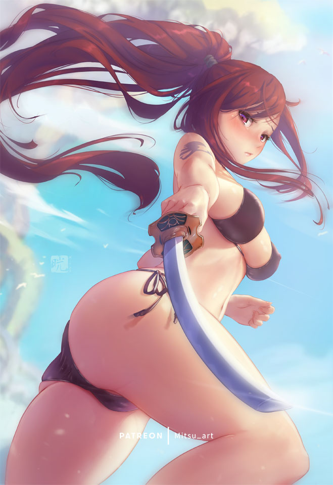 erza scarlet (fairy tail) drawn by mitsu_(mitsu_art)