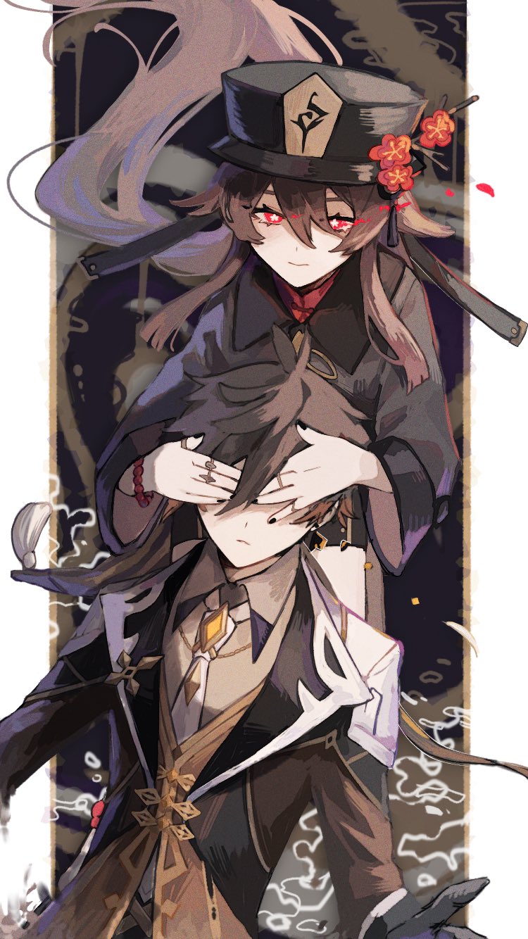 hu tao and zhongli (genshin impact) drawn by taraba_teba