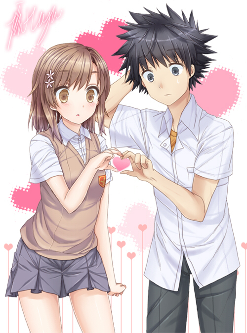 misaka mikoto and kamijou touma (toaru majutsu no index and 1 more) drawn by dsmile