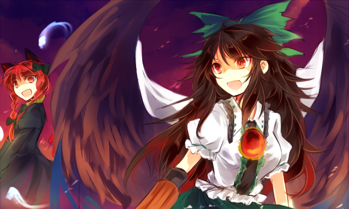 kaenbyou rin and reiuji utsuho (touhou) drawn by kutsuki_kai