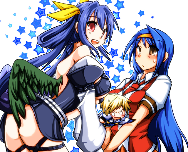 dizzy, ky kiske, and tsuzura saki (guilty gear and 4 more) drawn by ryuuri_(aoithigo)