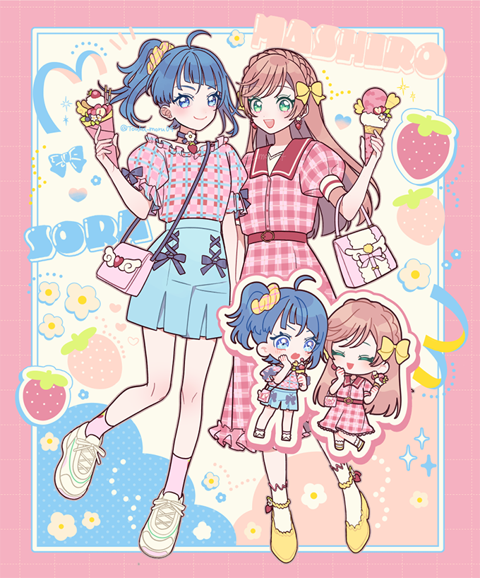 sora harewataru and nijigaoka mashiro (precure and 1 more) drawn by touka_moru04