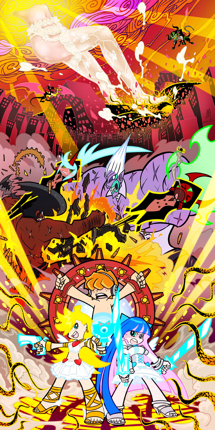 stocking, panty, kneesocks, scanty, brief, and 6 more (panty & stocking with garterbelt) drawn by antaria