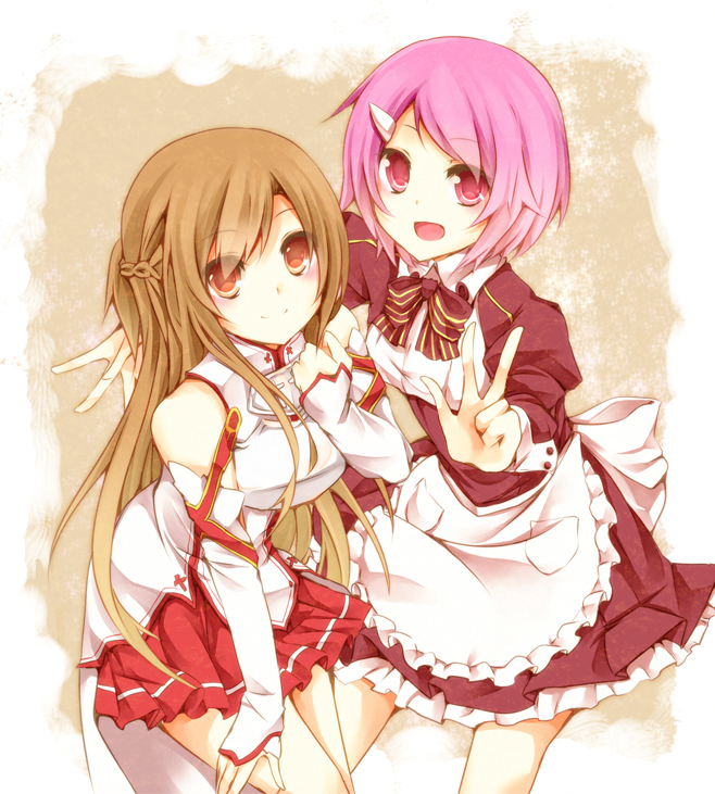 asuna and lisbeth (sword art online) drawn by yonema
