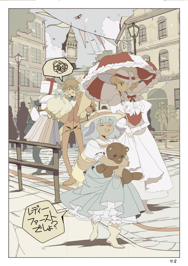 sherlock holmes, marie hudson, doctor watson, and polly (meitantei holmes) drawn by edoya_inuhachi