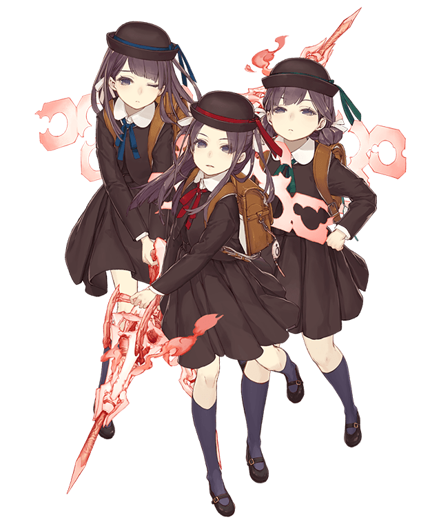 green little pig, red little pig, and blue little pig (sinoalice) drawn by ji_no