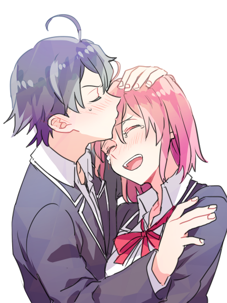 yuigahama yui and hikigaya hachiman (yahari ore no seishun lovecome wa machigatteiru.) drawn by zbura