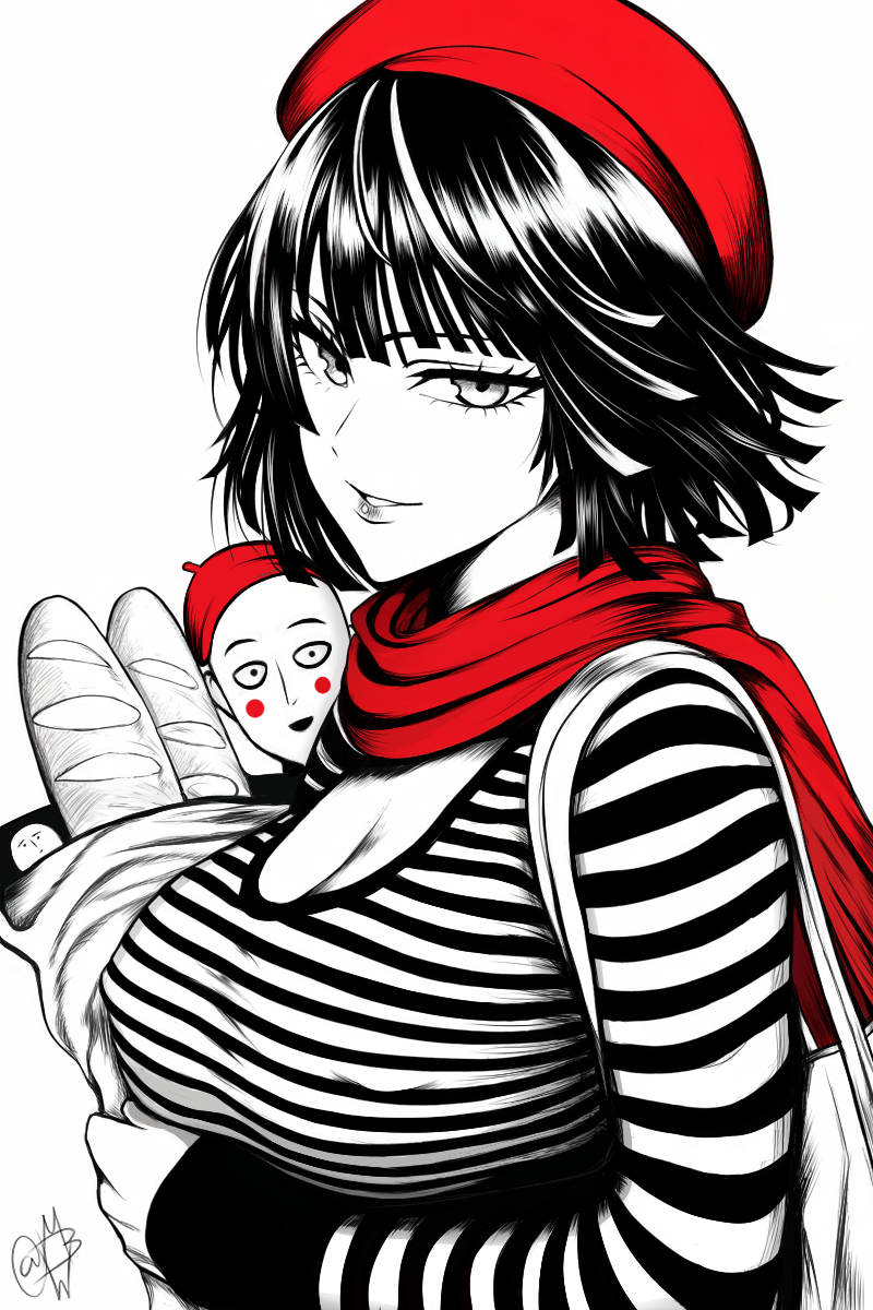 fubuki and saitama (one-punch man) drawn by mostlybluewyatt