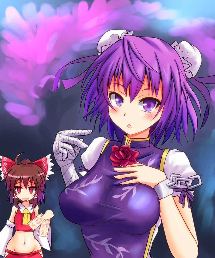 hakurei reimu and ibaraki kasen (touhou) drawn by sumapan