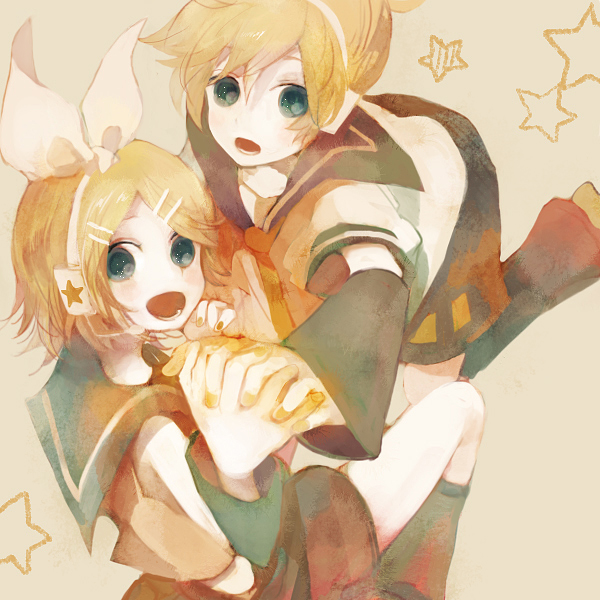 kagamine rin and kagamine len (vocaloid) drawn by pechika